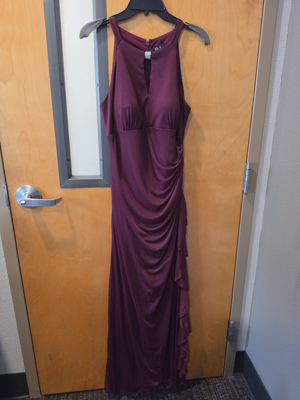 Elegant Burgundy Halter Evening Gown